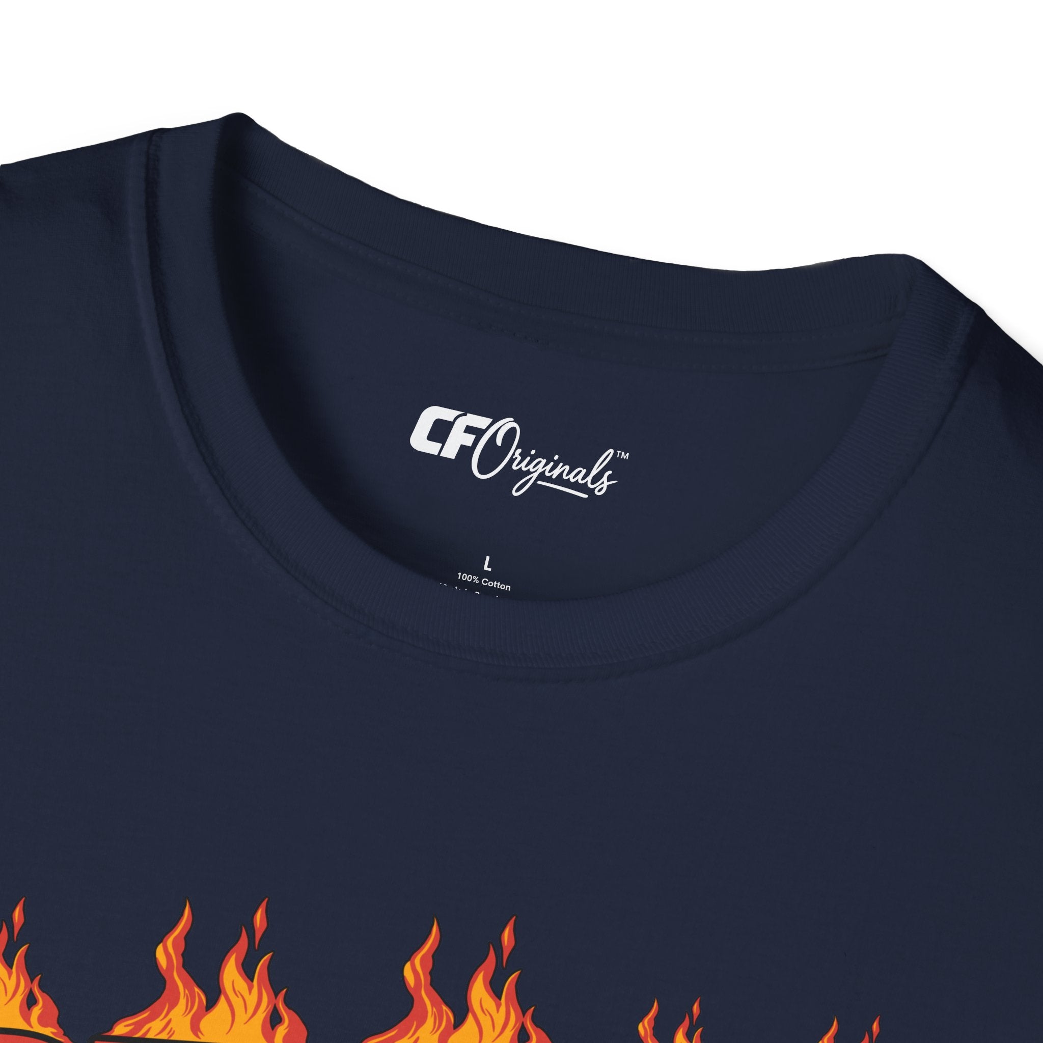Racing 'BURN' Graphic Tee — Retro Flaming Racecar Chicago Track Shirt