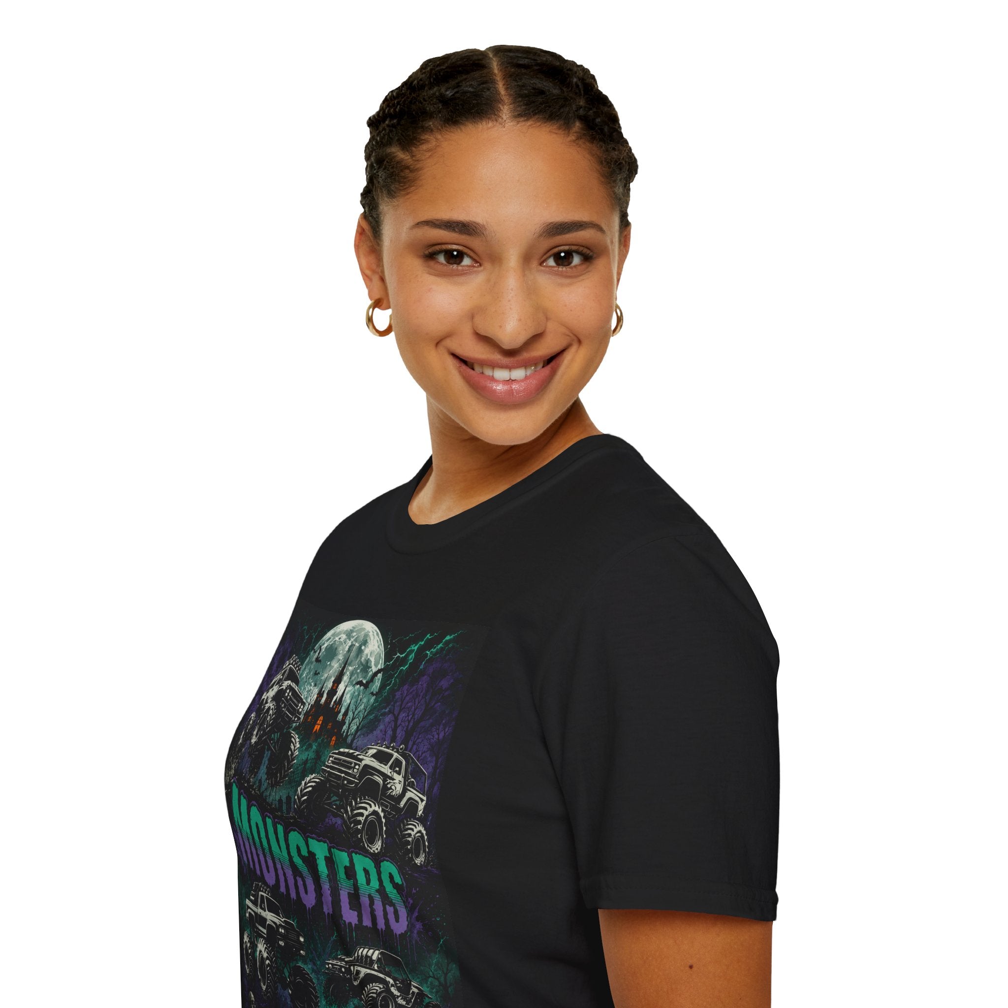 Monster Truck Halloween T‑Shirt — ‘Monsters’ Moonlit Off‑Road Graphic Tee