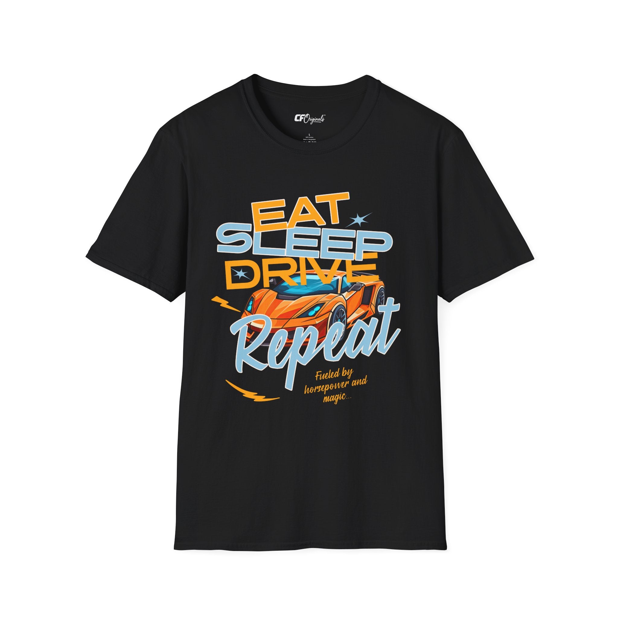 Eat Sleep Drive Repeat T-Shirt — Racing Car Graphic Tee for Motorsport Fans