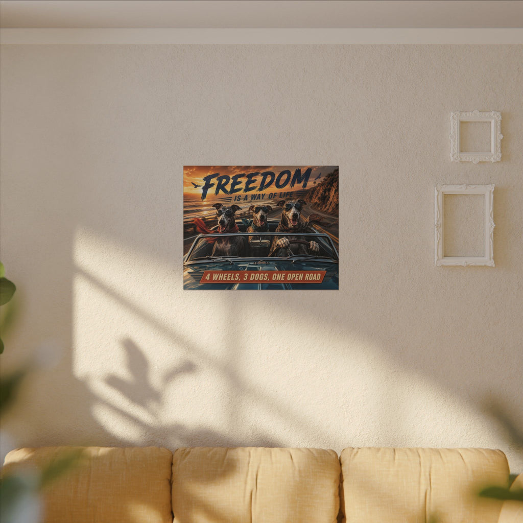 Canvas Wall Art - "Freedom Is A Way Of Life: 4 Wheels, 3 Dogs, One Open Road"