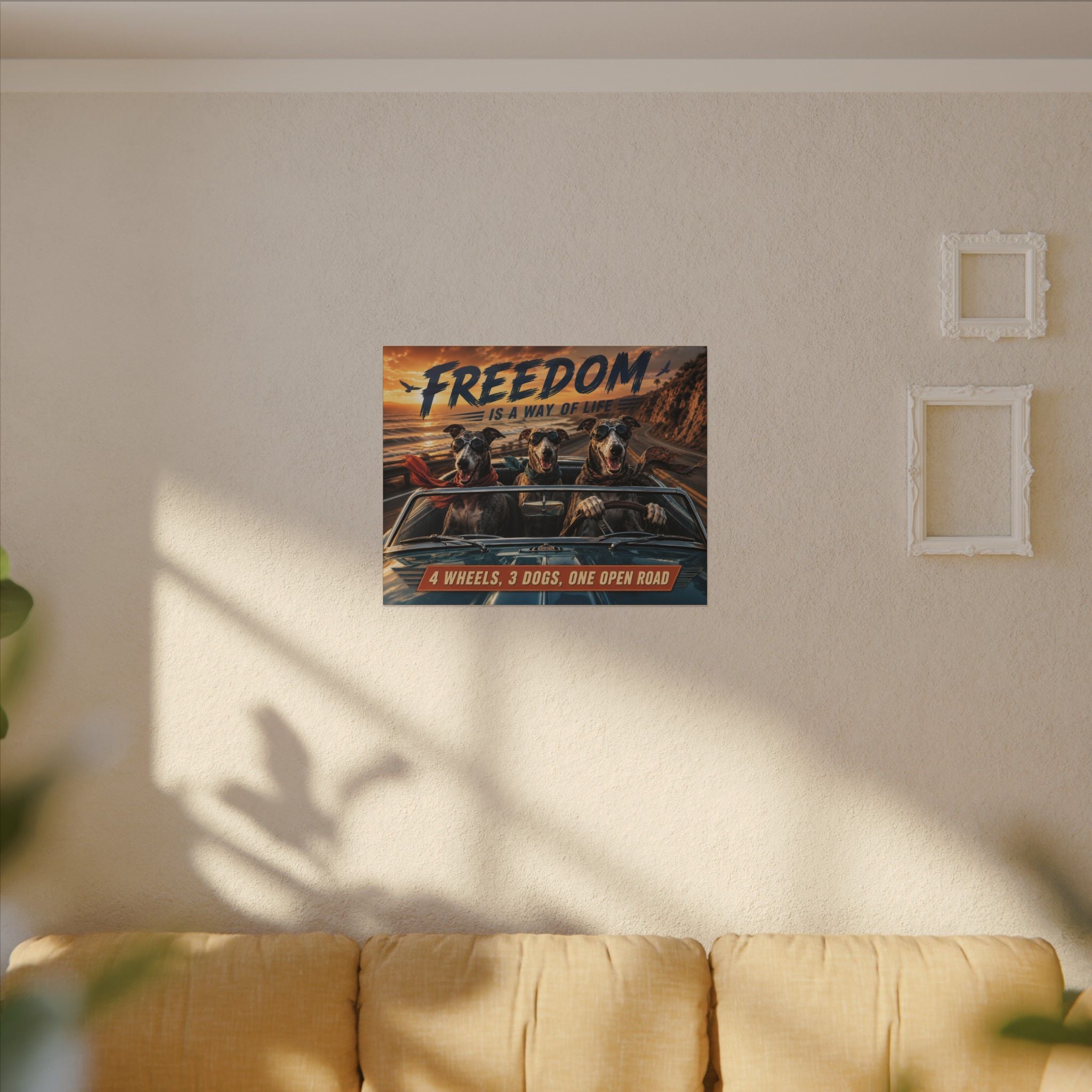 Canvas Wall Art - "Freedom Is A Way Of Life: 4 Wheels, 3 Dogs, One Open Road"