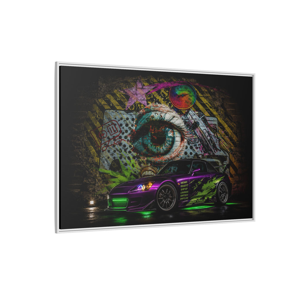 Graffiti Sports Car Matte Canvas - Framed Wall Art