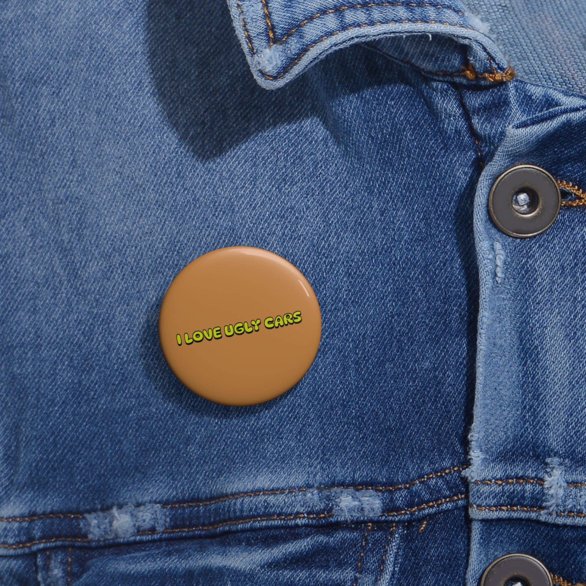 Pin Button — "I Love Ugly Cars" Retro Badge