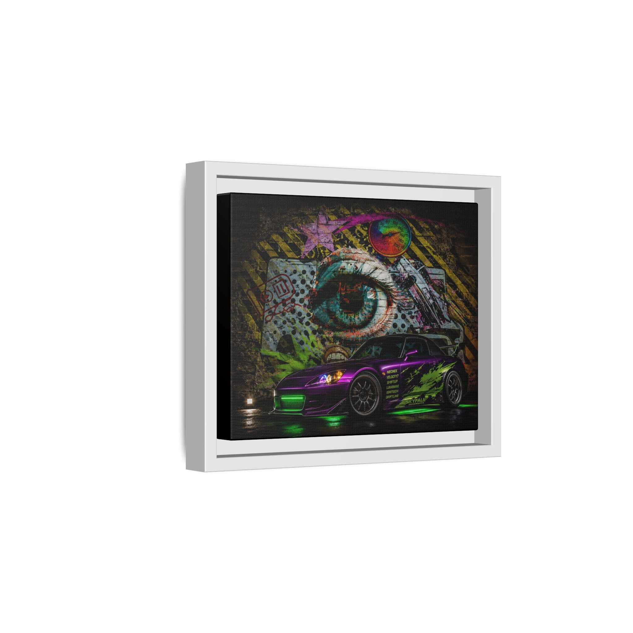 Graffiti Sports Car Matte Canvas - Framed Wall Art