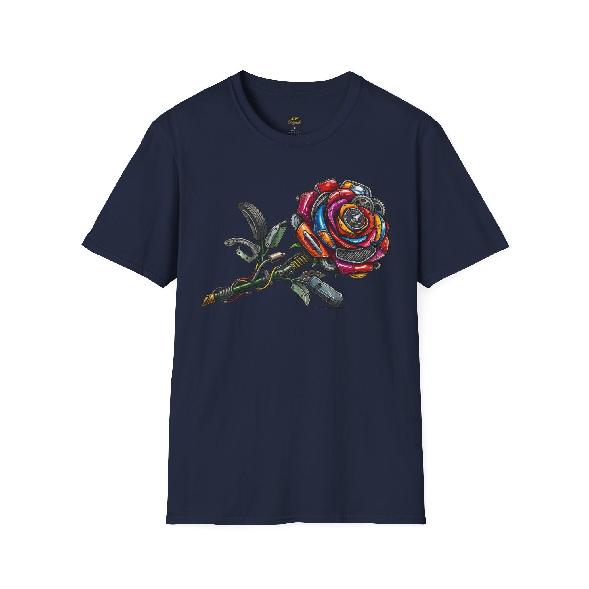 Colorful Mechanical Rose Graphic Tee