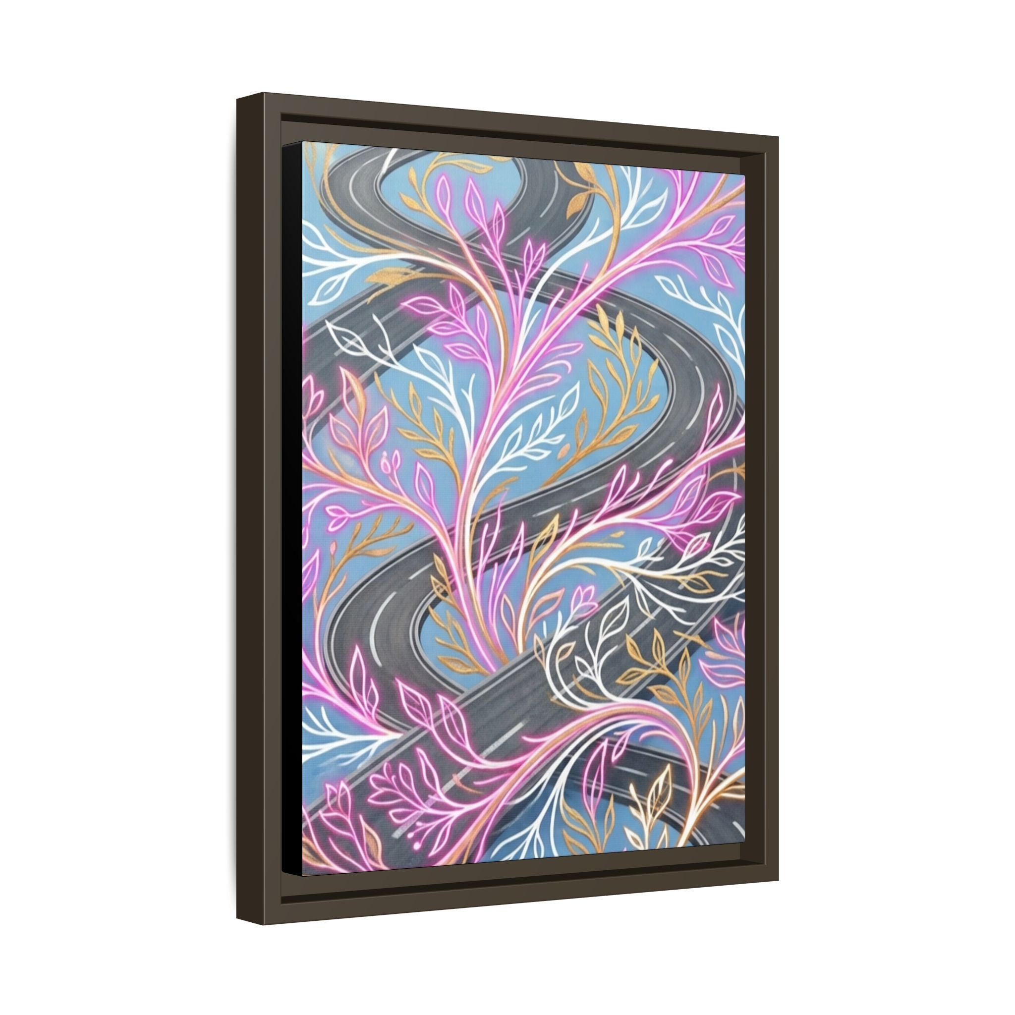 Framed Matte Canvas Floral Vines Wall Art — Pastel Botanical Abstract