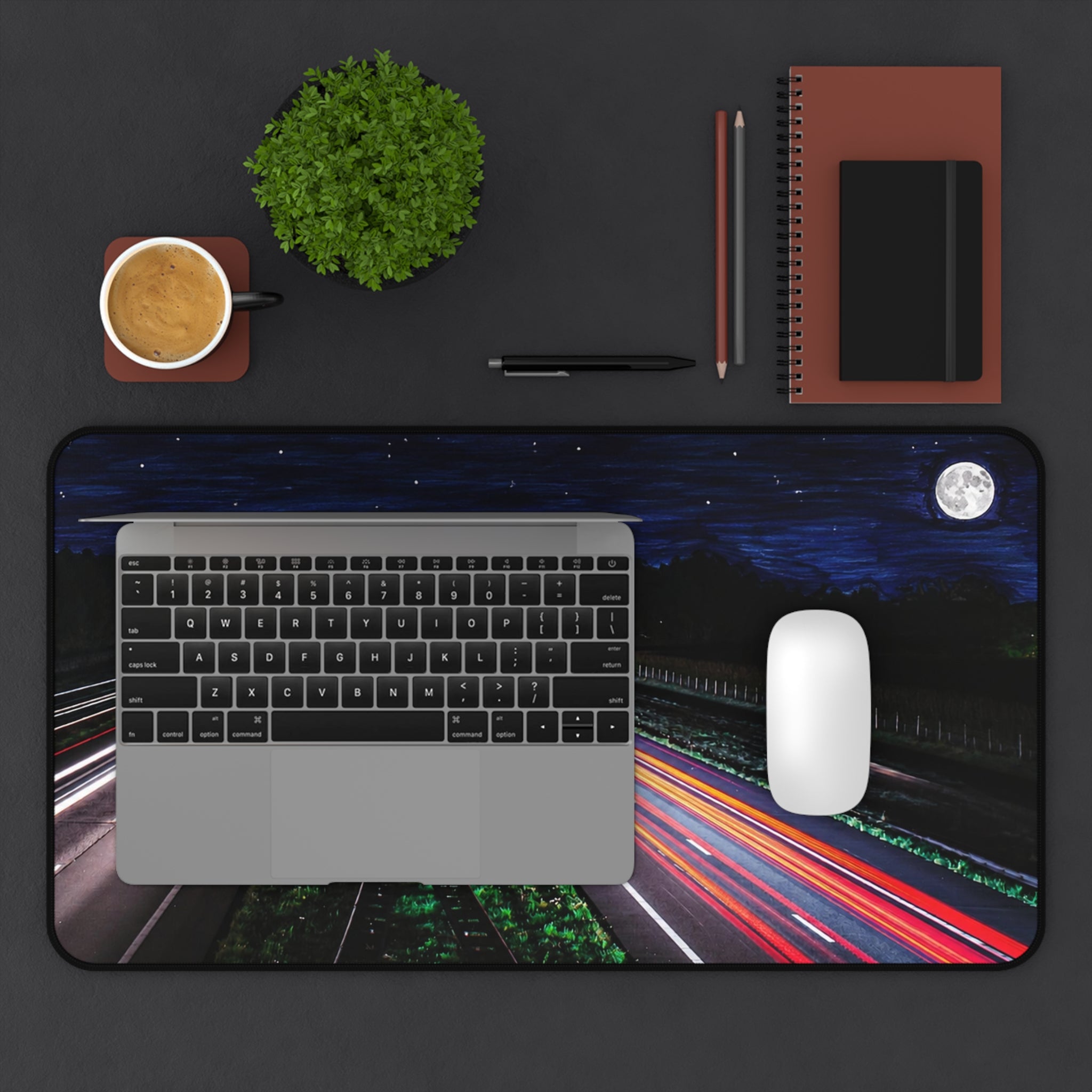 Night Highway Desk Mat – Long Exposure and Marker Mouse Pad