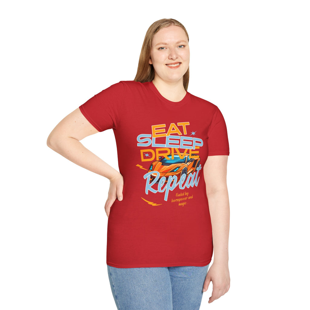 Eat Sleep Drive Repeat T-Shirt — Racing Car Graphic Tee for Motorsport Fans