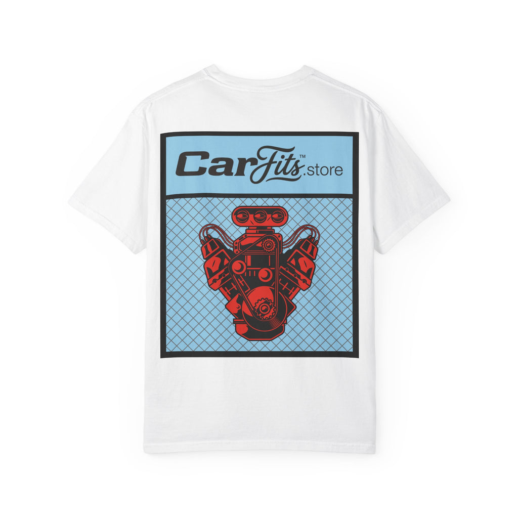 CarFits.store Big Prints T-Shirt — Retro Engine & Scenic Drive
