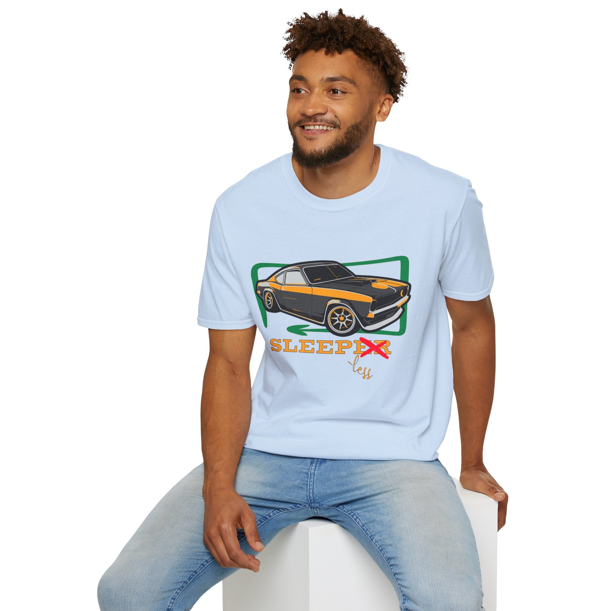 Classic Muscle Car T-Shirt — Retro 'Sleepless' Graphic Tee