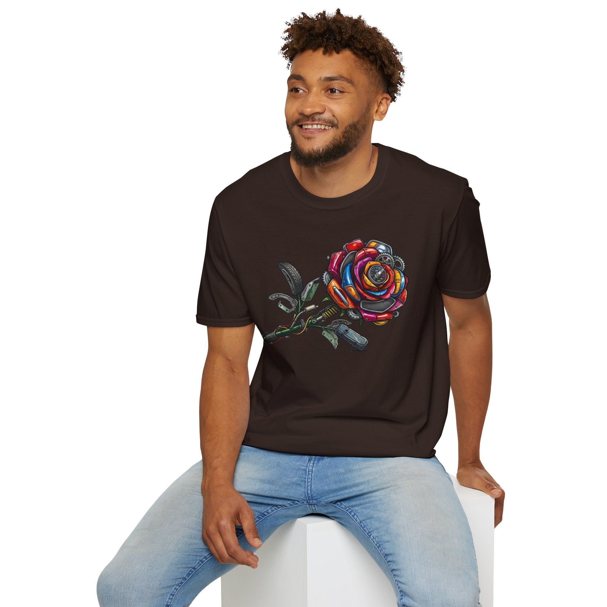 Colorful Mechanical Rose Graphic Tee