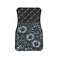 Floral Quilted-look Car Floor Mat — Monochrome Hibiscus Pattern, 1pc