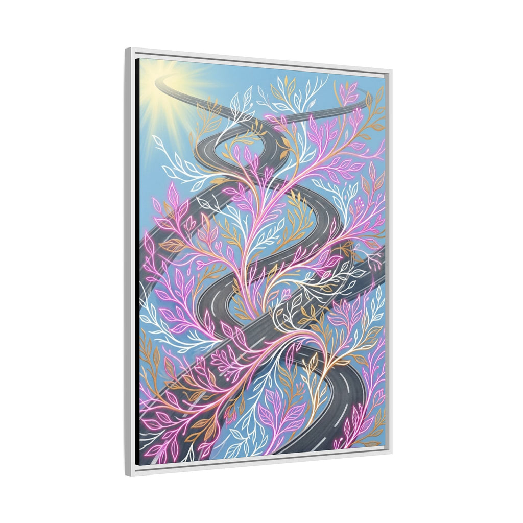 Framed Matte Canvas Floral Vines Wall Art — Pastel Botanical Abstract
