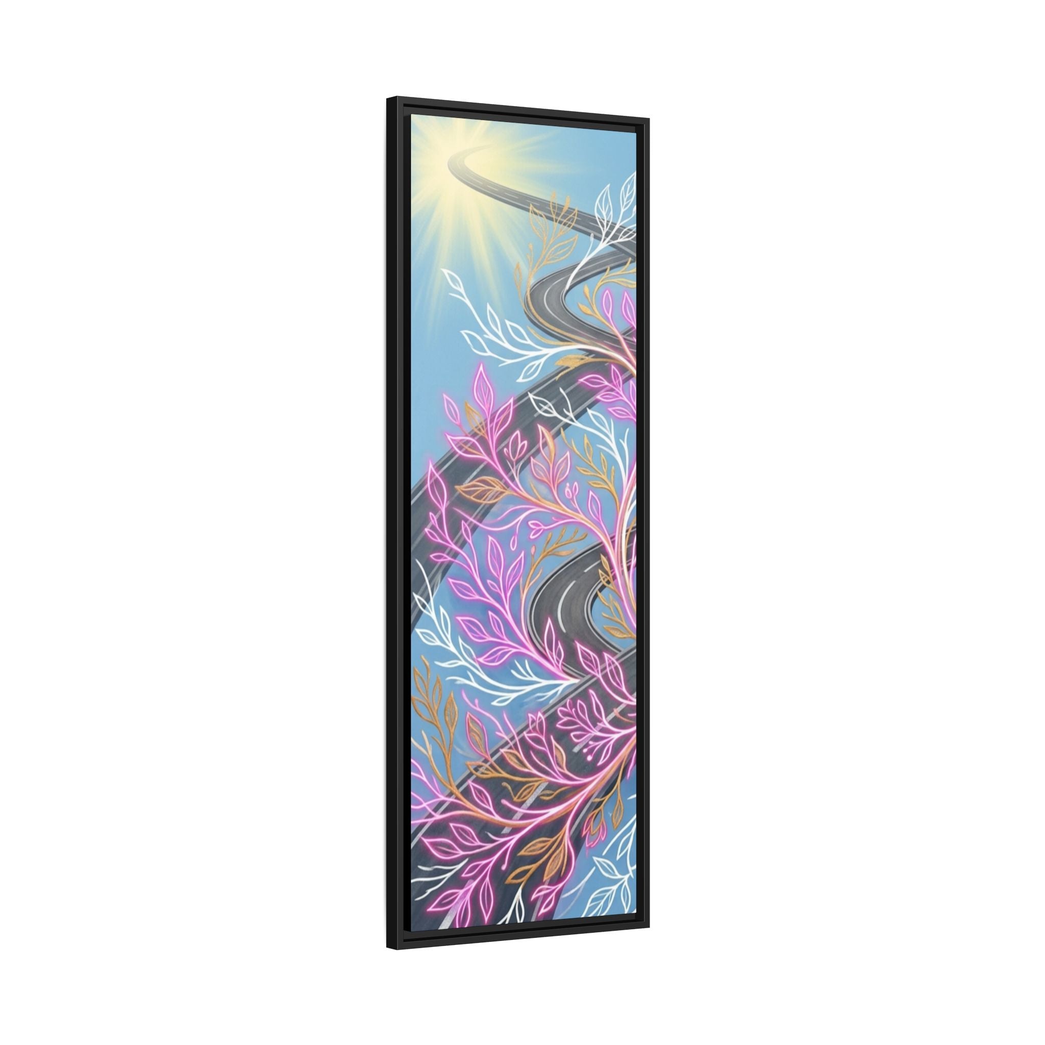 Framed Matte Canvas Floral Vines Wall Art — Pastel Botanical Abstract