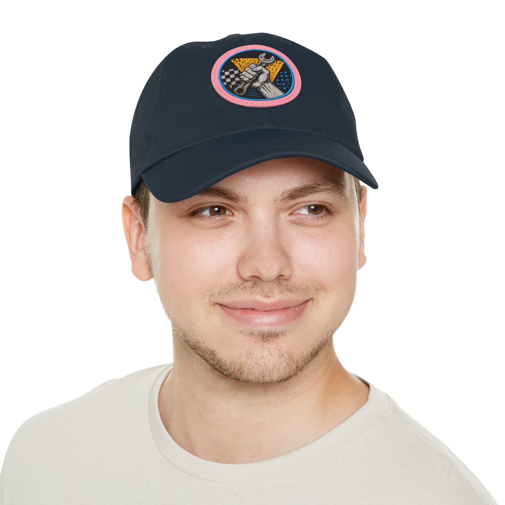 Mechanic Wrench Patch Dad Hat — Vintage Toolworker Baseball Cap