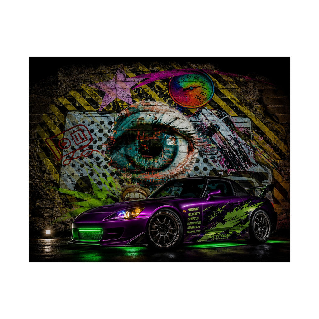 Graffiti Sports Car Matte Poster — Neon Drift Street Art Wall Print