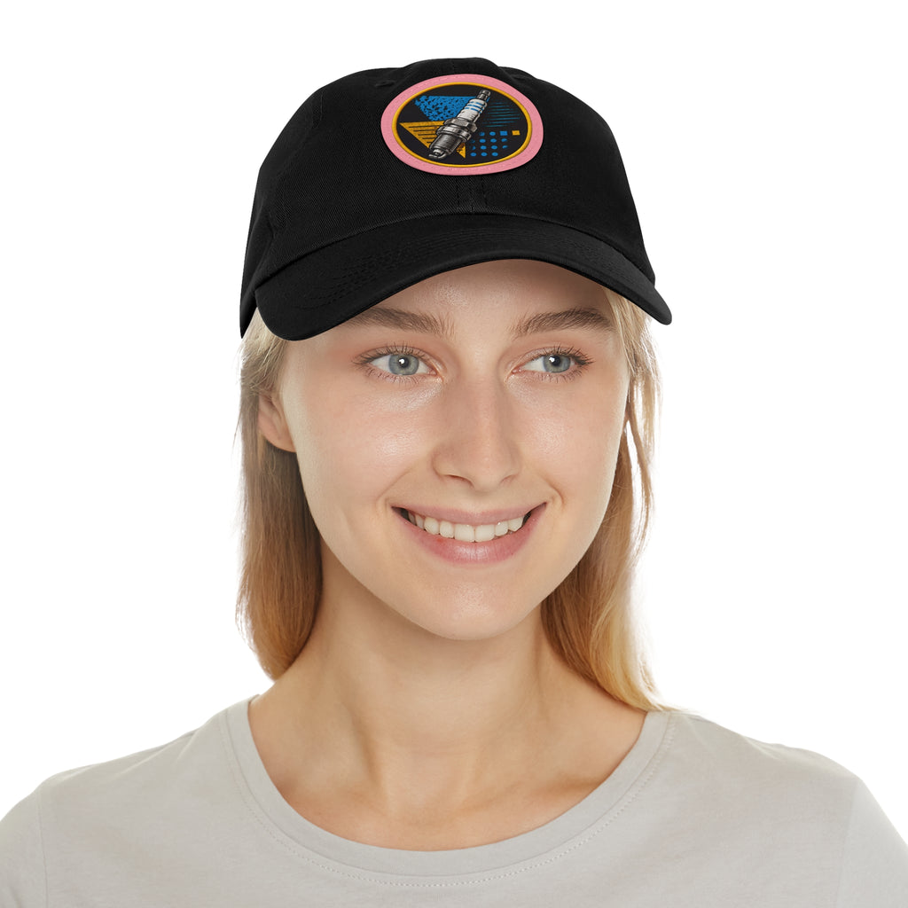 Spark Plug Patch Dad Hat — Vintage Automotive Mechanic Cap