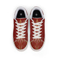 Men's Red Pinstriped Leather Sneakers — Low-Top Casual Shoes