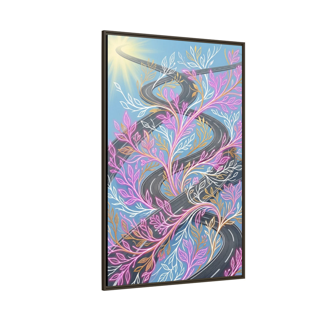 Framed Matte Canvas Floral Vines Wall Art — Pastel Botanical Abstract