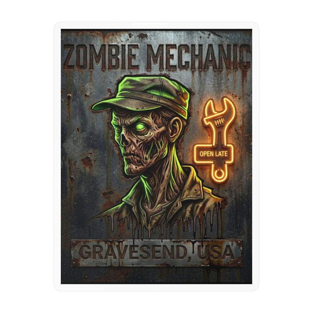 Zombie Mechanic Vinyl Decal — Horror Garage Sticker (Kiss-Cut)