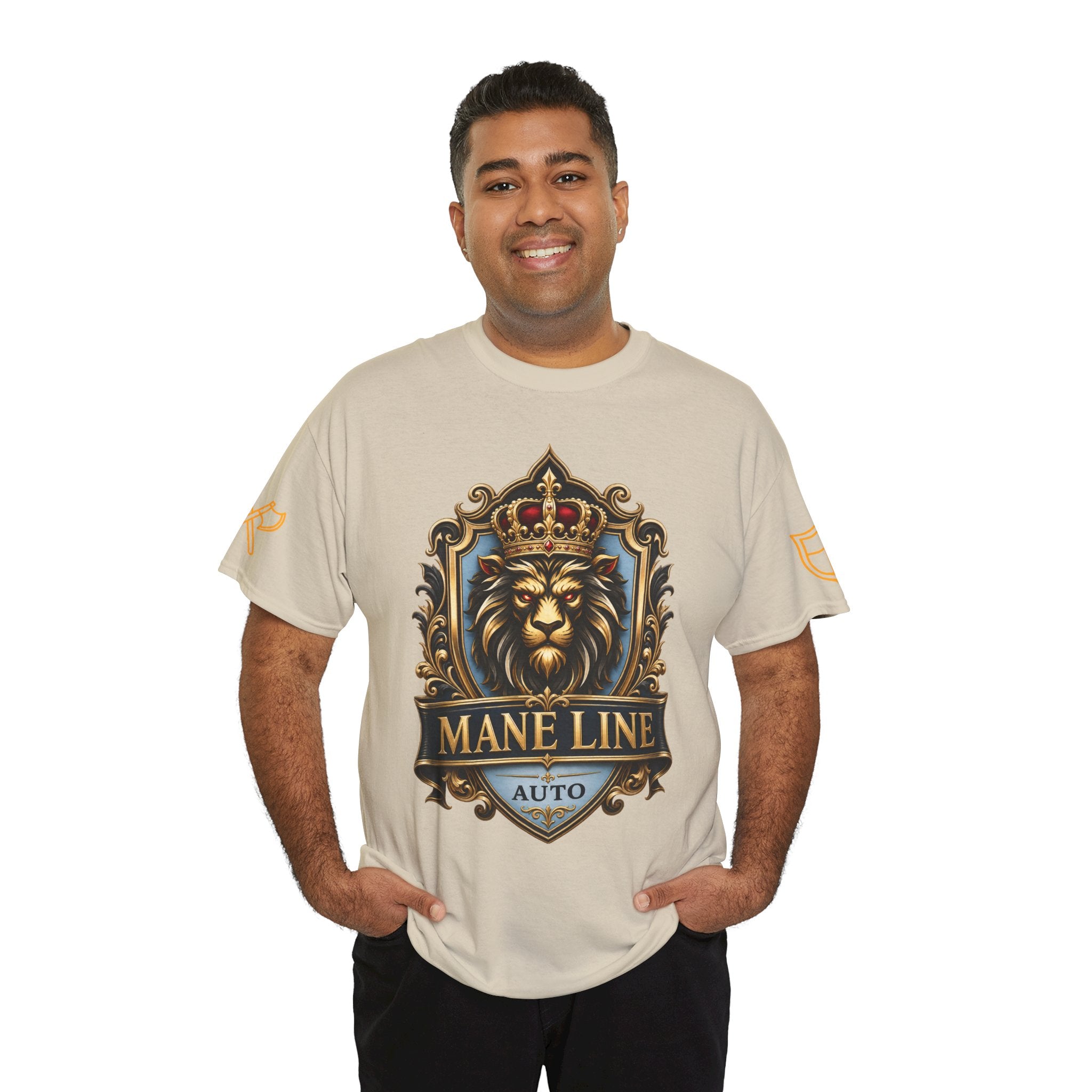 Lion Crest Tee — "Mane Line Auto" Vintage Heraldic Graphic Shirt