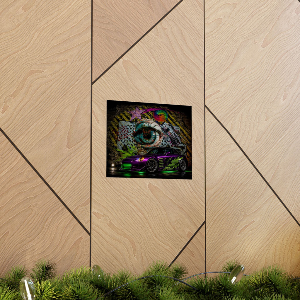 Graffiti Sports Car Matte Poster — Neon Drift Street Art Wall Print