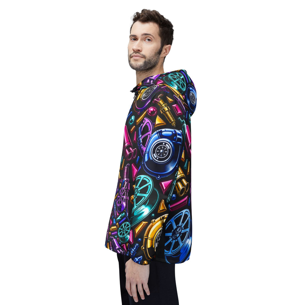 Windbreaker Jacket — Neon Gear All-Over Print