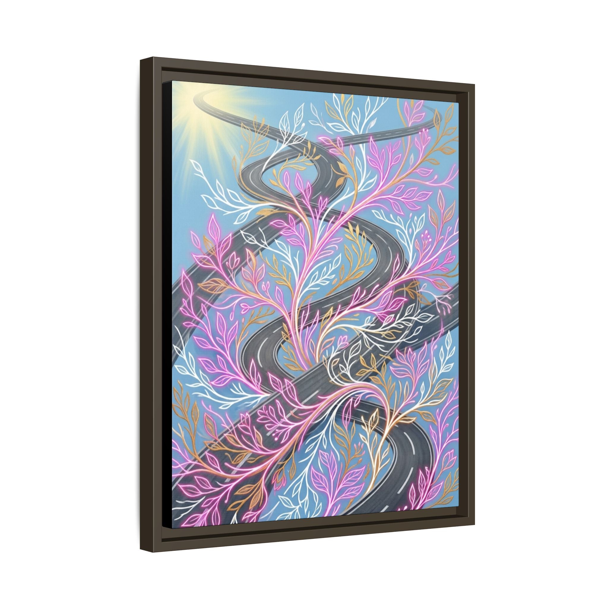Framed Matte Canvas Floral Vines Wall Art — Pastel Botanical Abstract