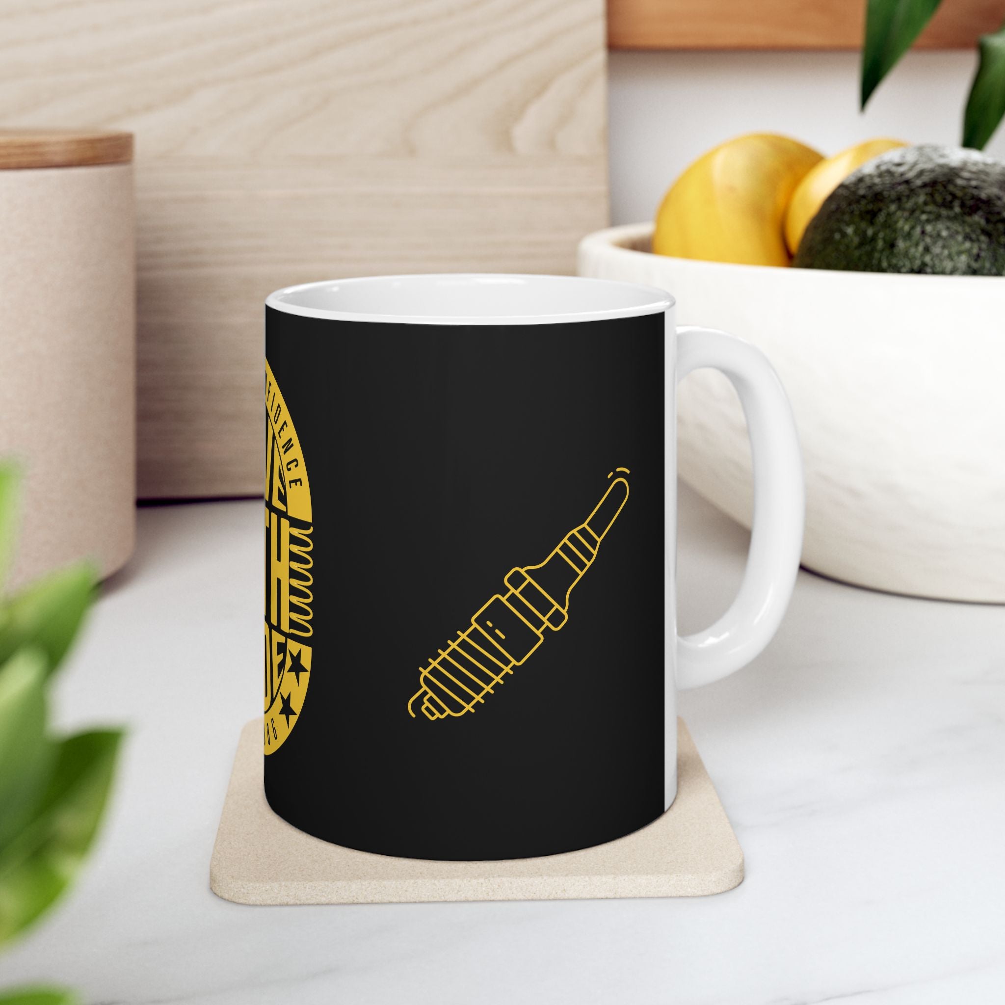 Drive With Pride Ceramic Mug – Yellow Emblem (11oz/15oz)