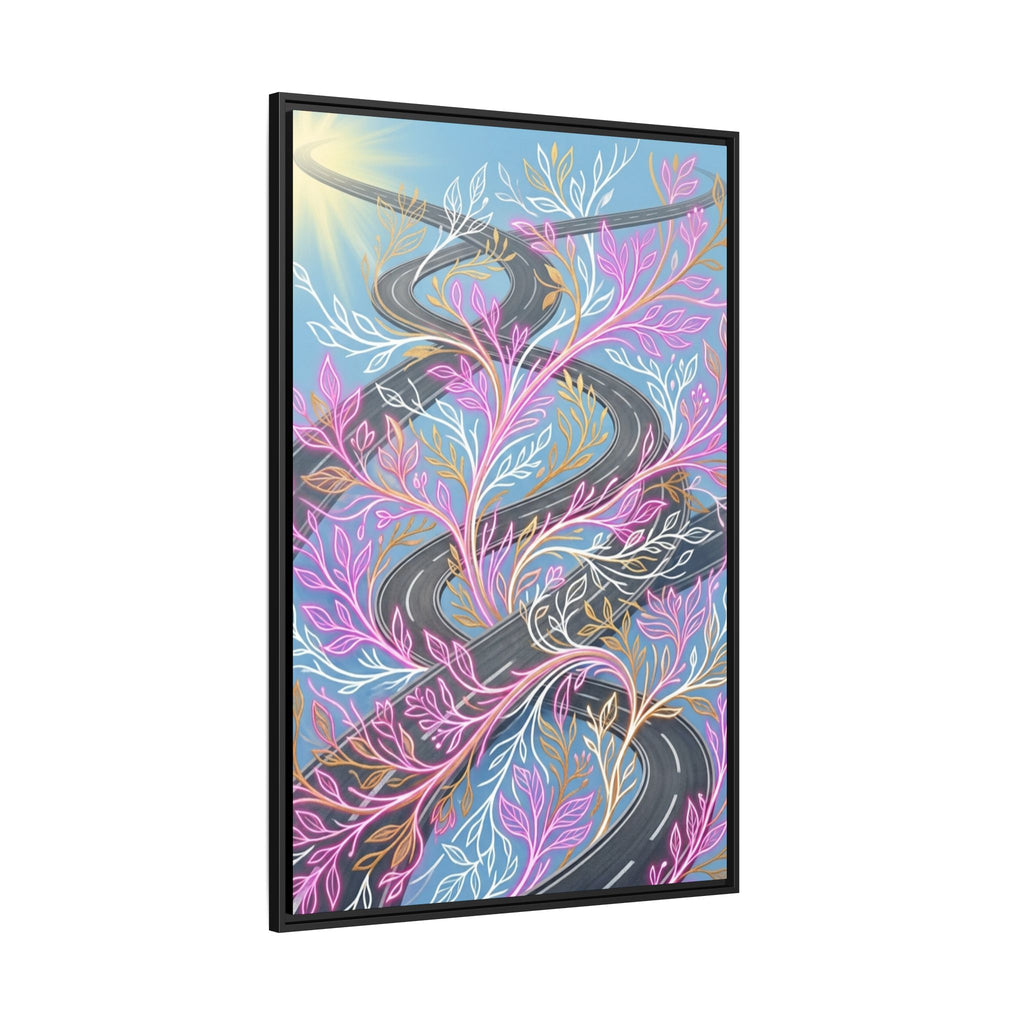 Framed Matte Canvas Floral Vines Wall Art — Pastel Botanical Abstract