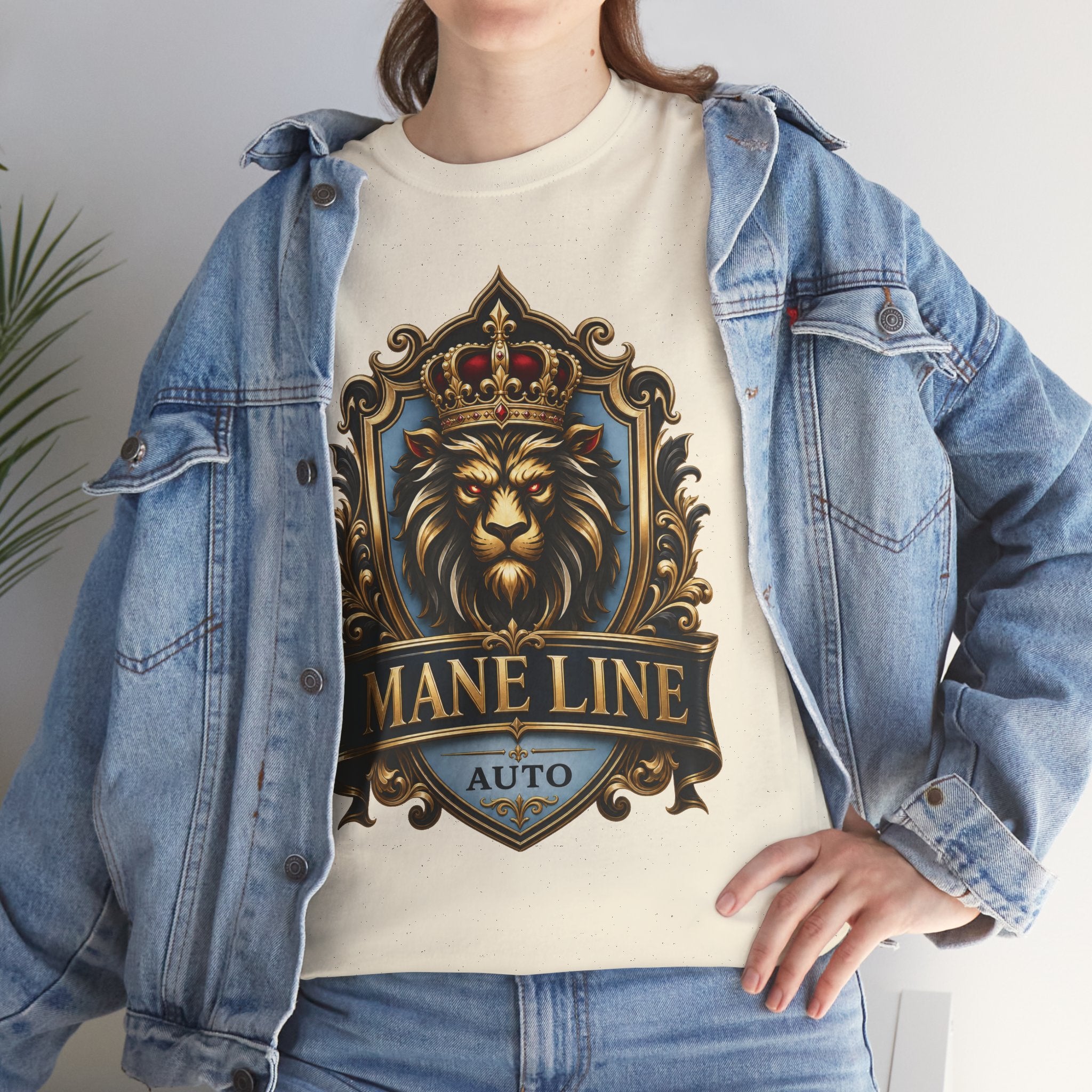 Lion Crest Tee — "Mane Line Auto" Vintage Heraldic Graphic Shirt