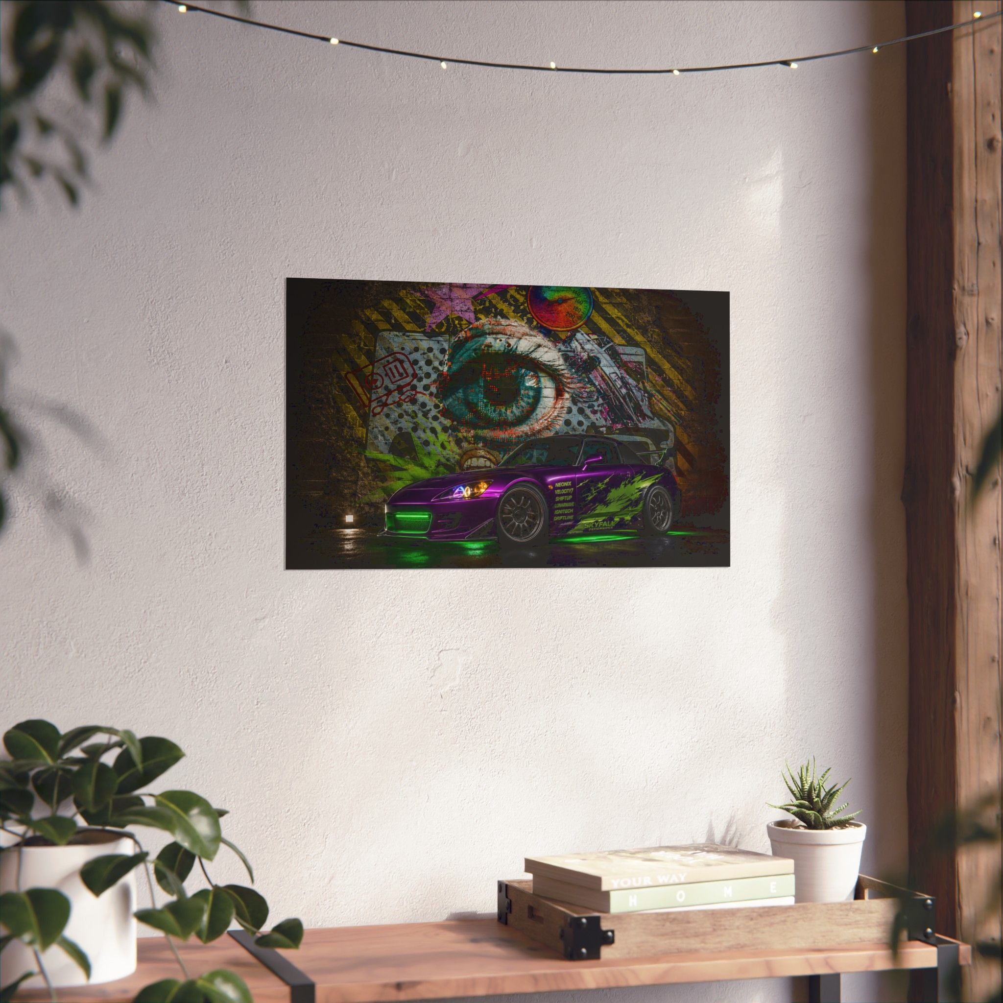 Graffiti Sports Car Matte Poster — Neon Drift Street Art Wall Print