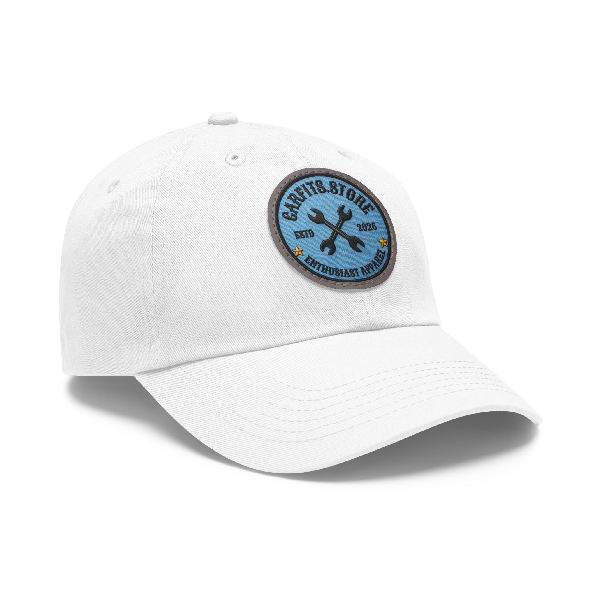 Mechanic Logo Dad Hat — Leather Patch Cap