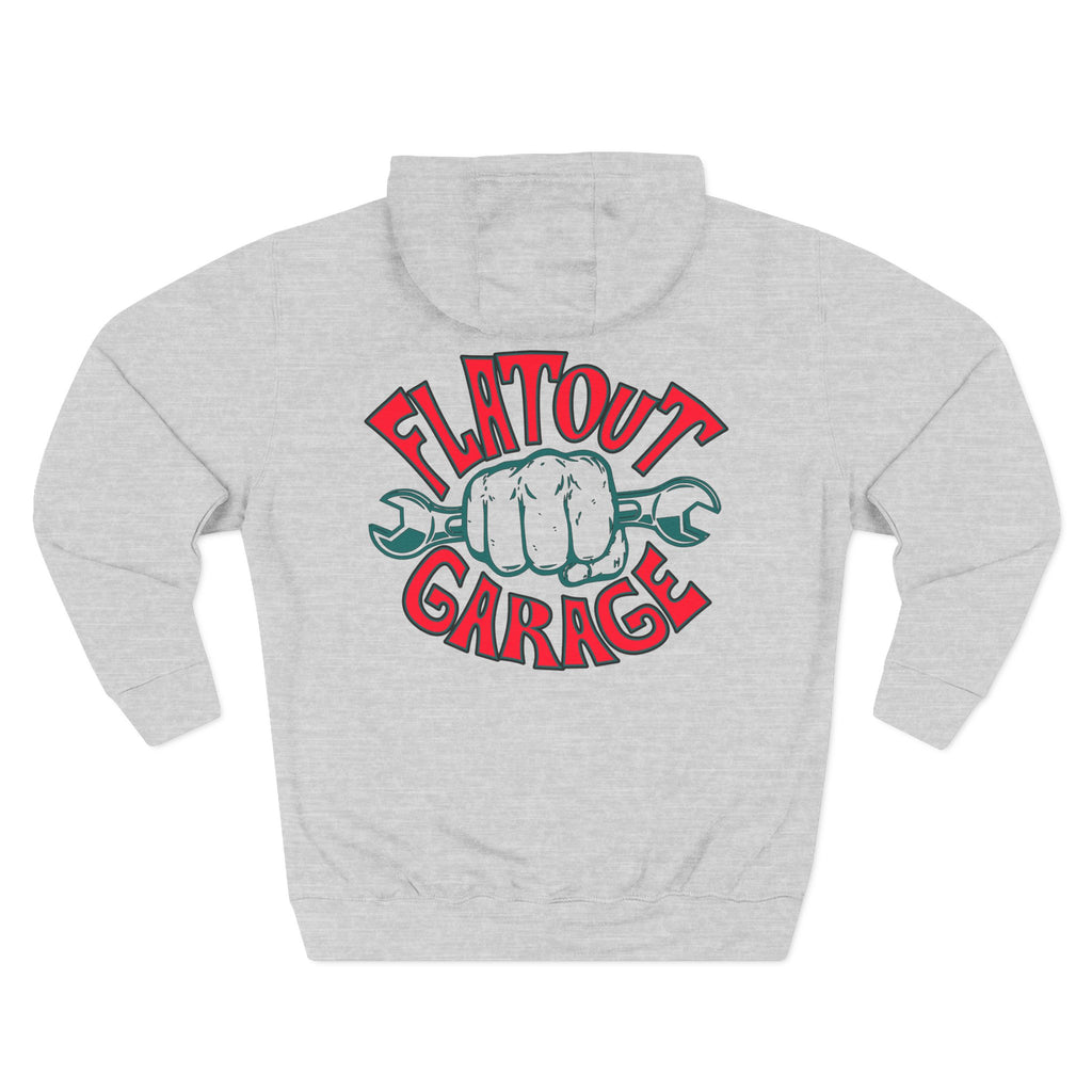 Flatout Garage Fleece Hoodie — Mechanic Shop Logo Pullover
