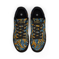 Men's Low-Top Leather Sneakers — Blue & Gold Swirl Painterly Trainers
