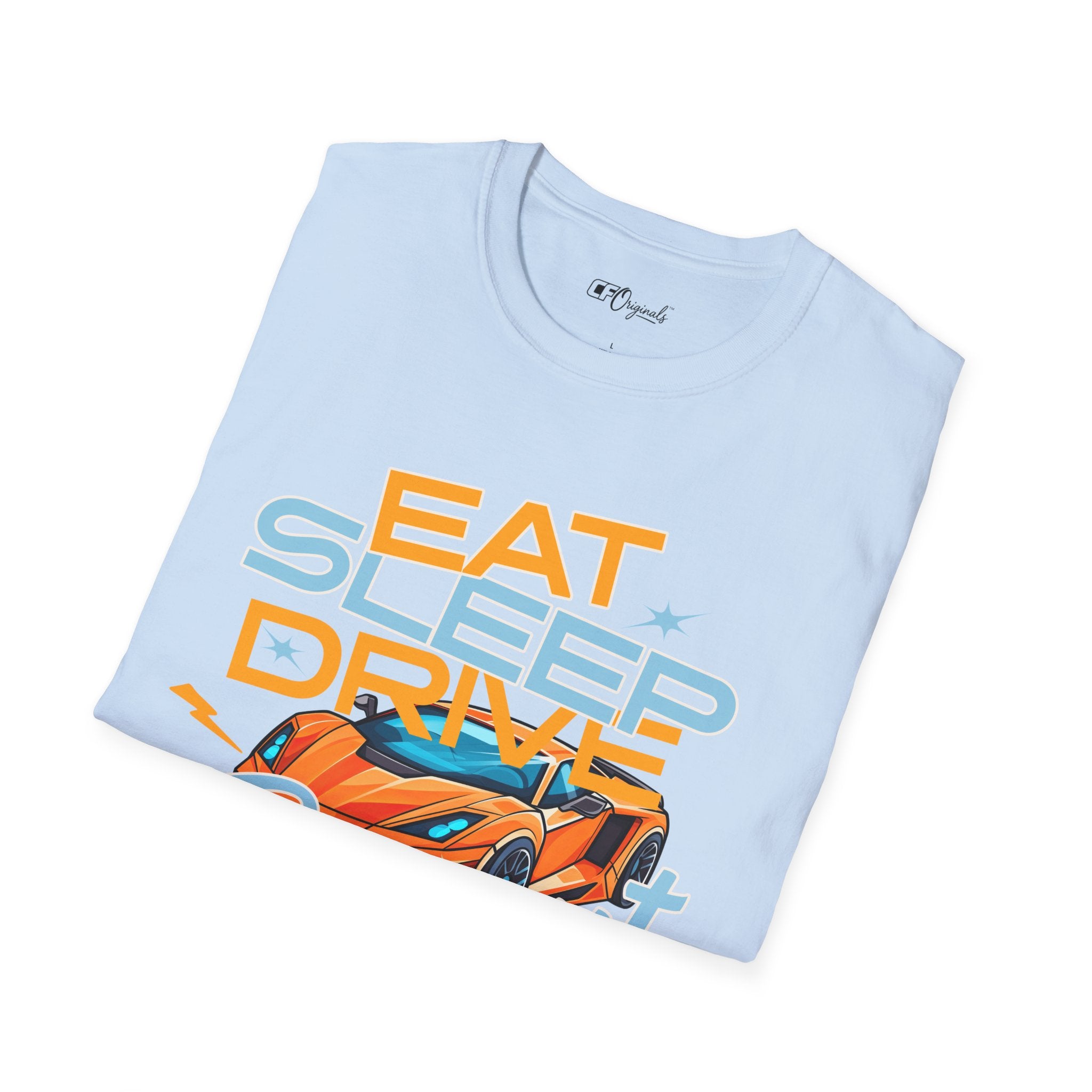 Eat Sleep Drive Repeat T-Shirt — Racing Car Graphic Tee for Motorsport Fans
