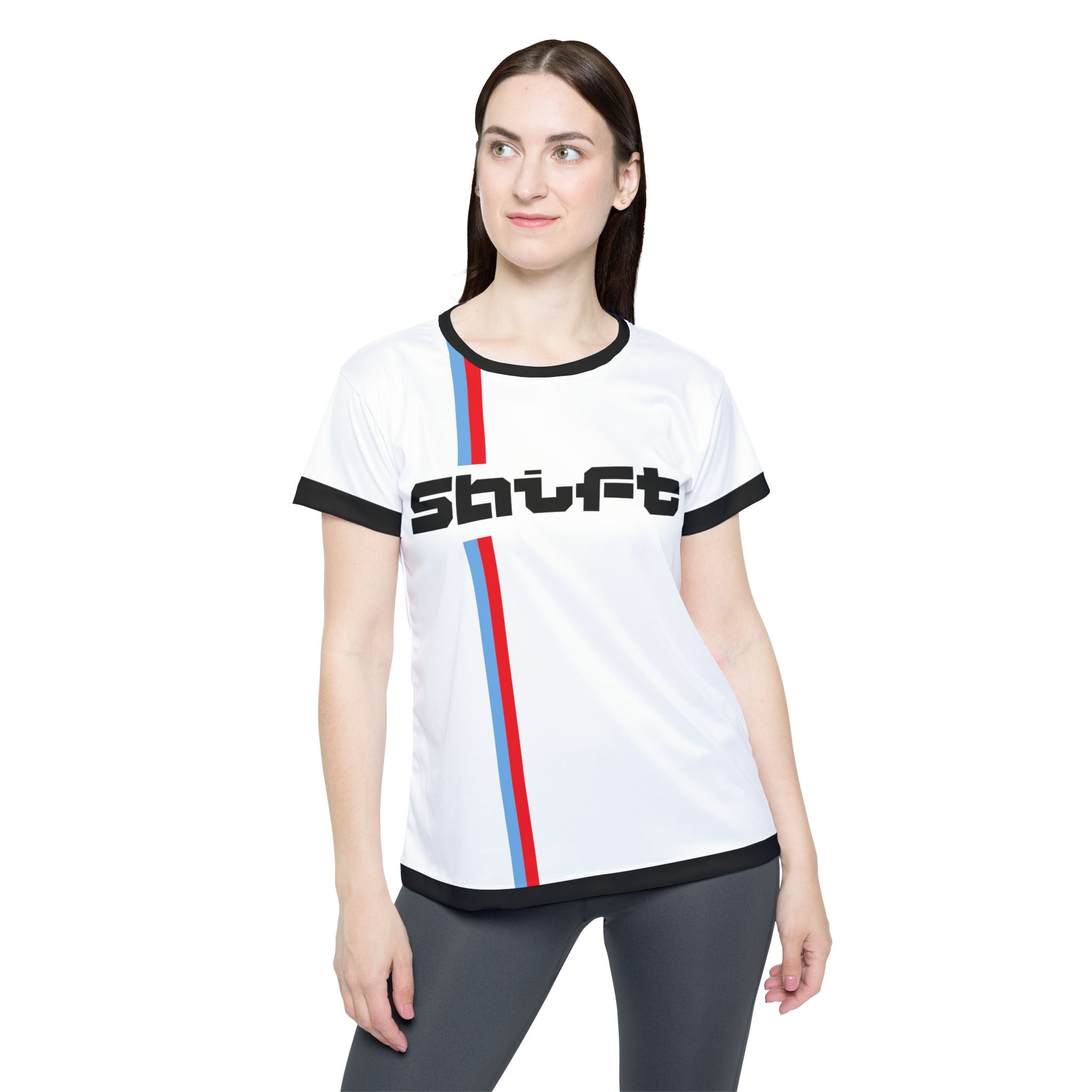 Shift Racing Women's Sports Jersey — White Athletic Tee with 26 ESTD Back Number
