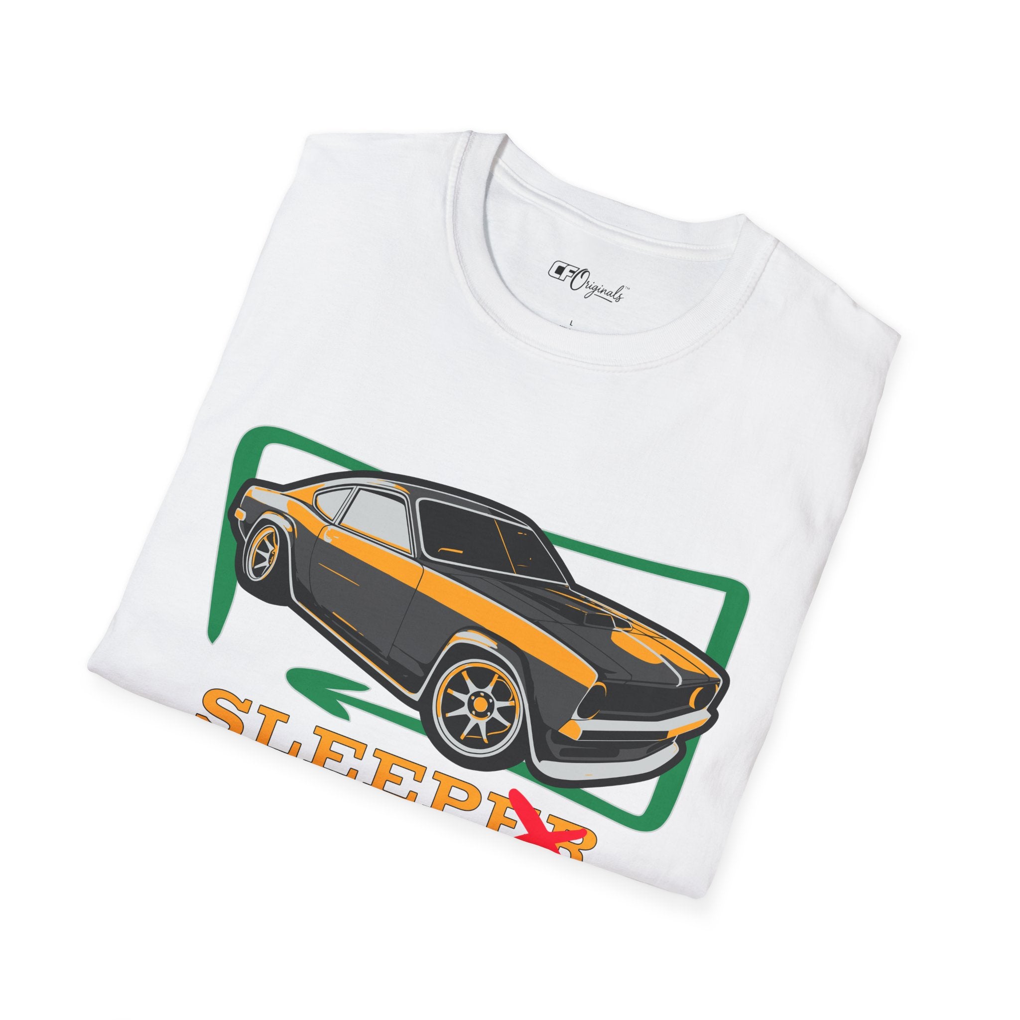 Classic Muscle Car T-Shirt — Retro 'Sleepless' Graphic Tee