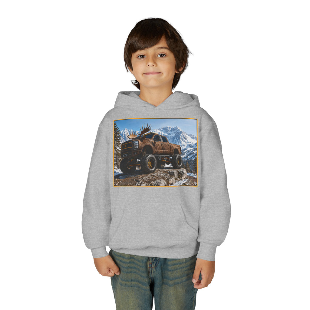 Youth Hoodie - Moose Truck Mountain Adventure Graphic