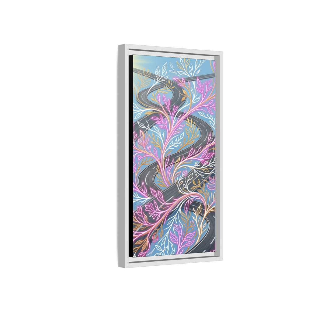 Framed Matte Canvas Floral Vines Wall Art — Pastel Botanical Abstract