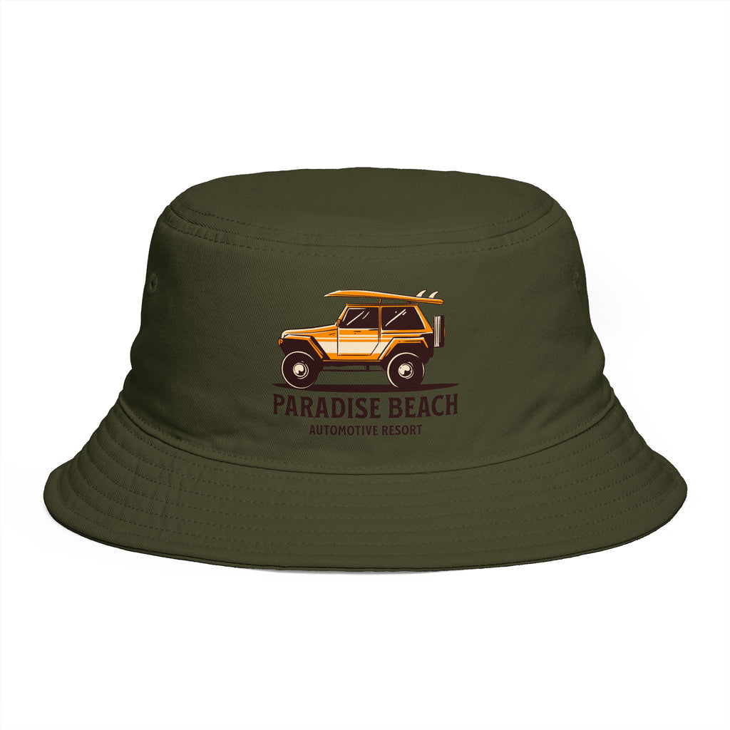Paradise Beach Surf Buggy Bucket Hat — Vintage Beach Vacation Sun Hat