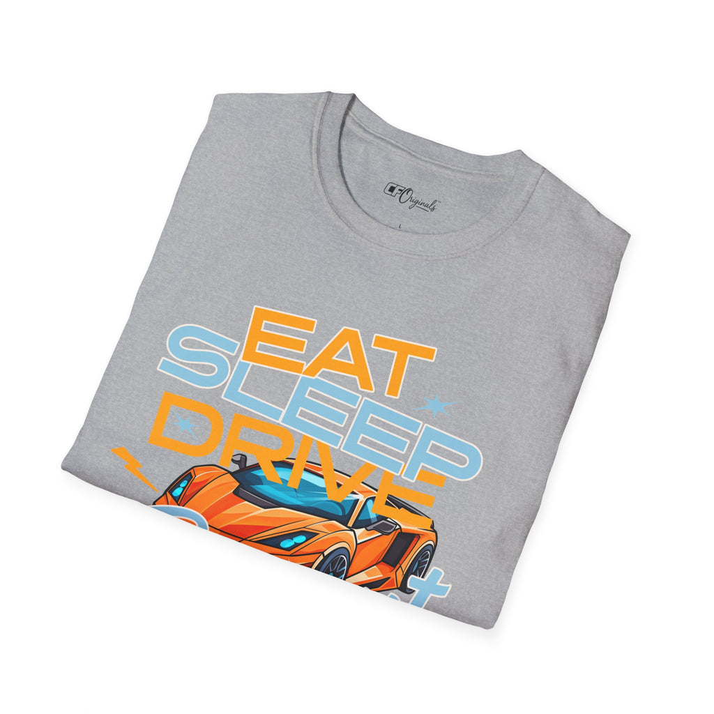Eat Sleep Drive Repeat T-Shirt — Racing Car Graphic Tee for Motorsport Fans
