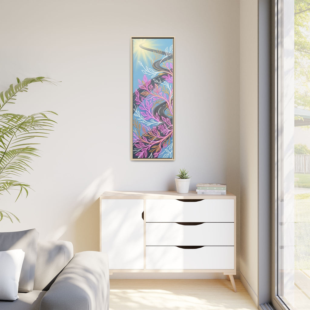 Framed Matte Canvas Floral Vines Wall Art — Pastel Botanical Abstract