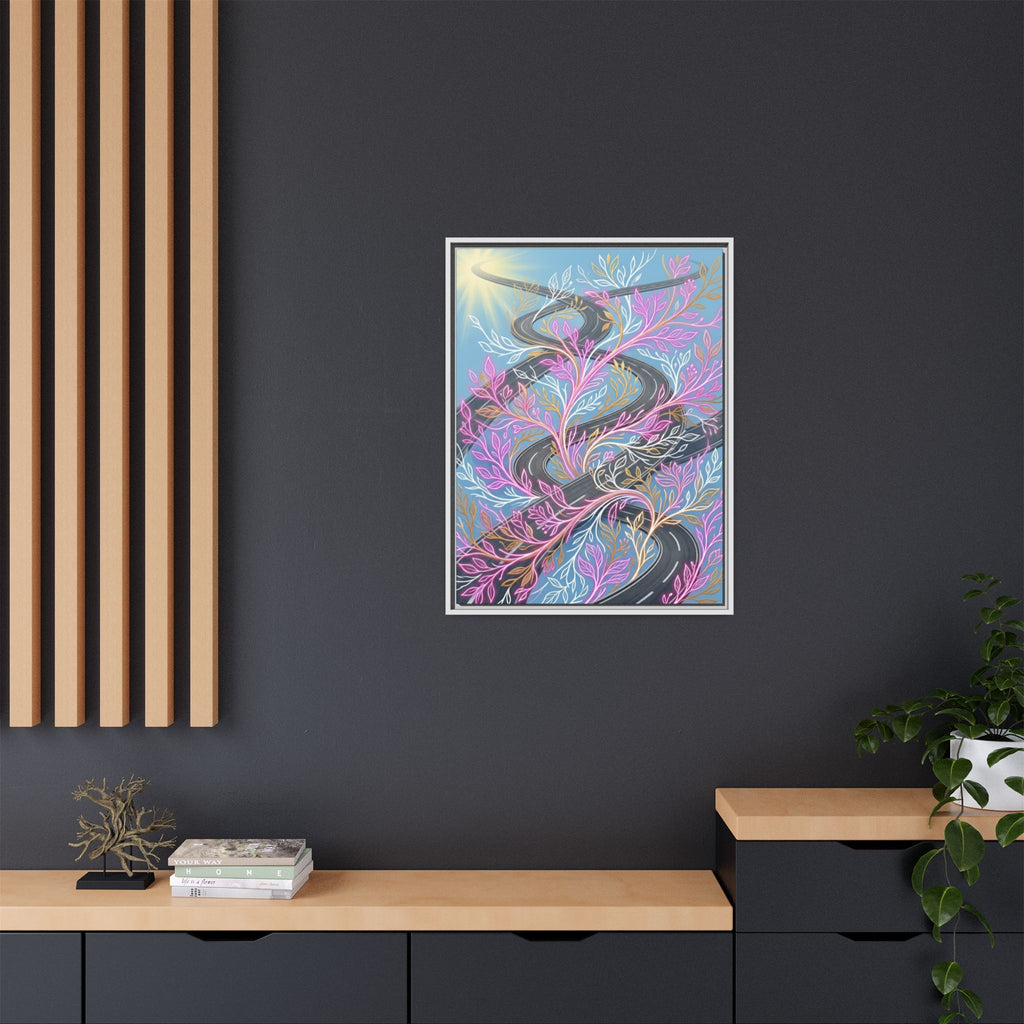 Framed Matte Canvas Floral Vines Wall Art — Pastel Botanical Abstract