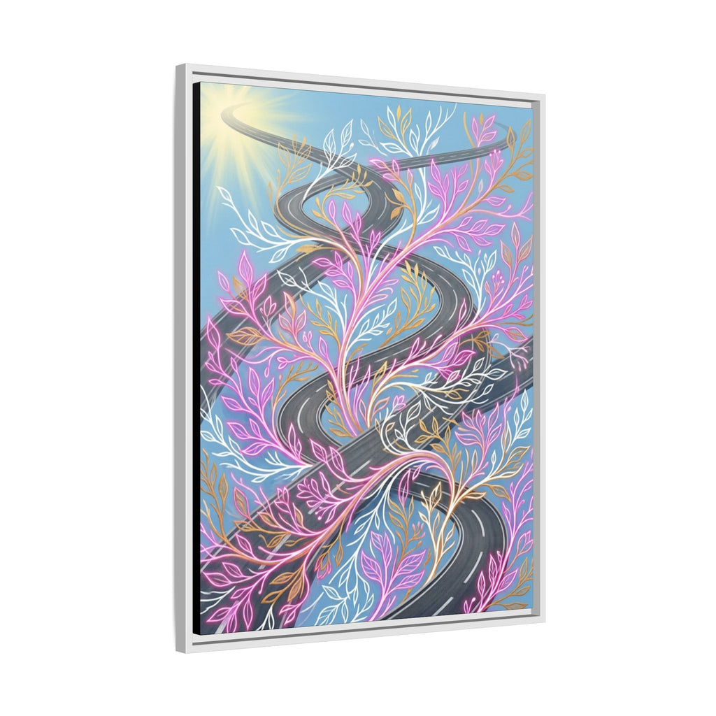 Framed Matte Canvas Floral Vines Wall Art — Pastel Botanical Abstract