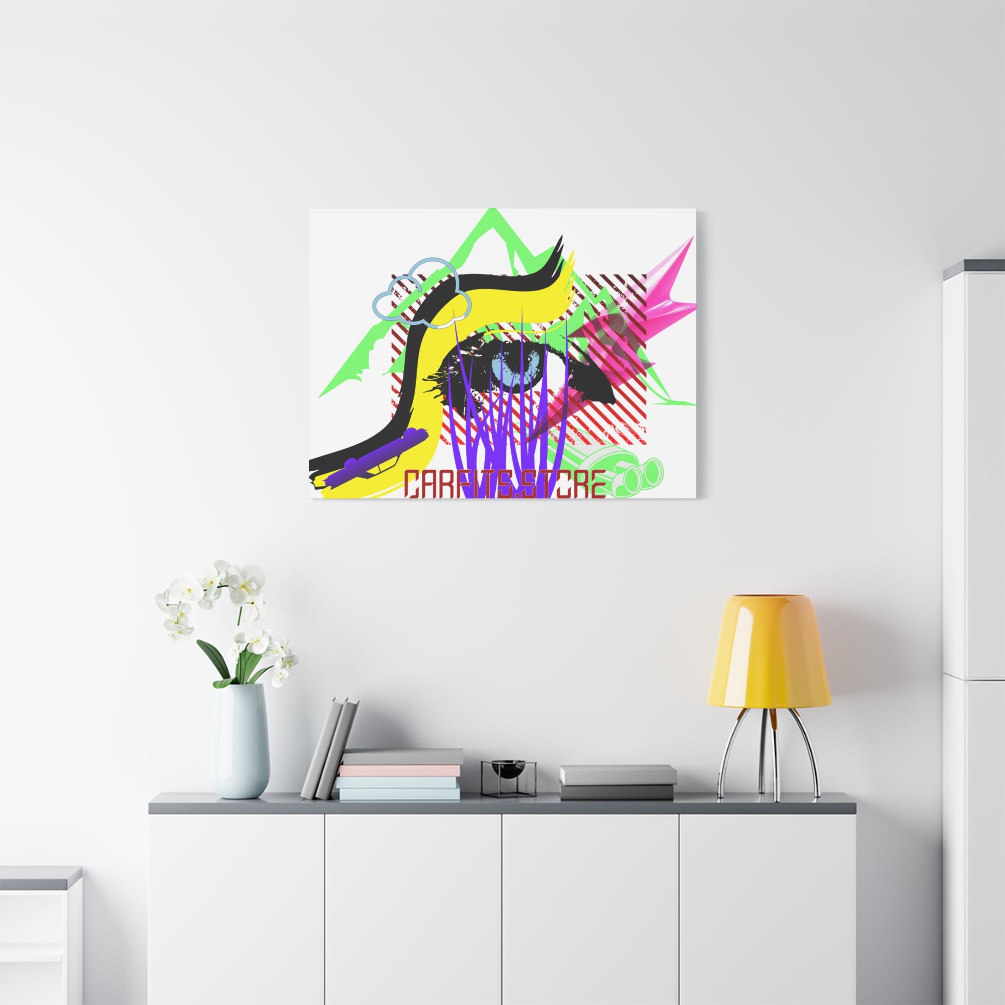 Automotive Pop Art Matte Canvas Print — Vibrant Abstract Wall Art