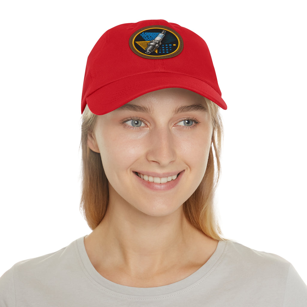 Spark Plug Patch Dad Hat — Vintage Automotive Mechanic Cap