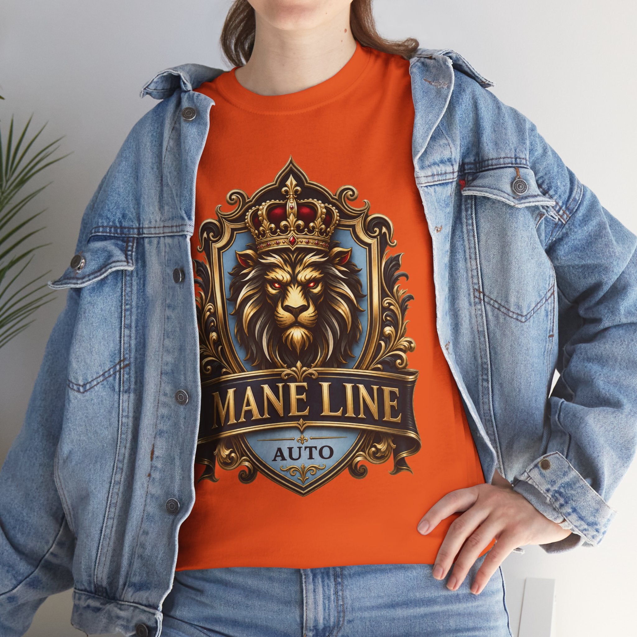 Lion Crest Tee — "Mane Line Auto" Vintage Heraldic Graphic Shirt