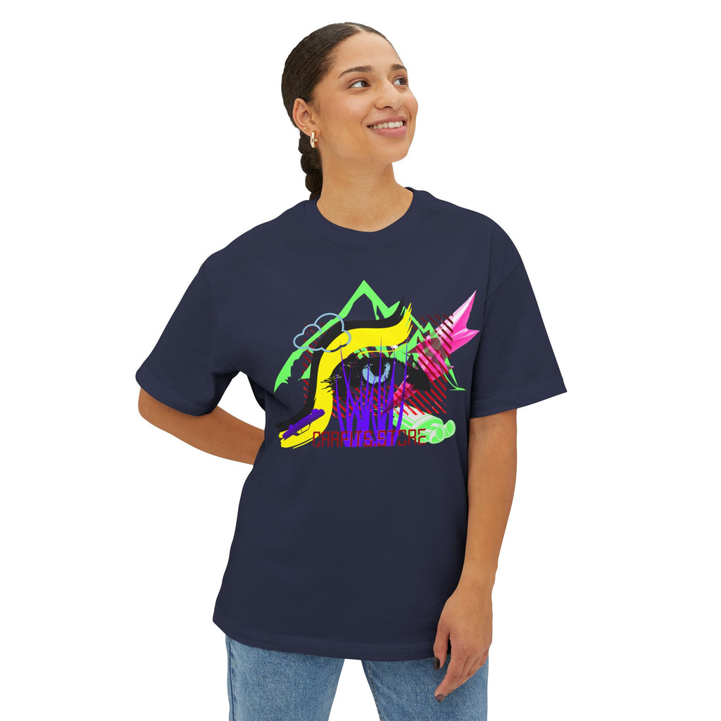 Neon Eye Boxy Tee — Retro Roadside Art Graphic Tee