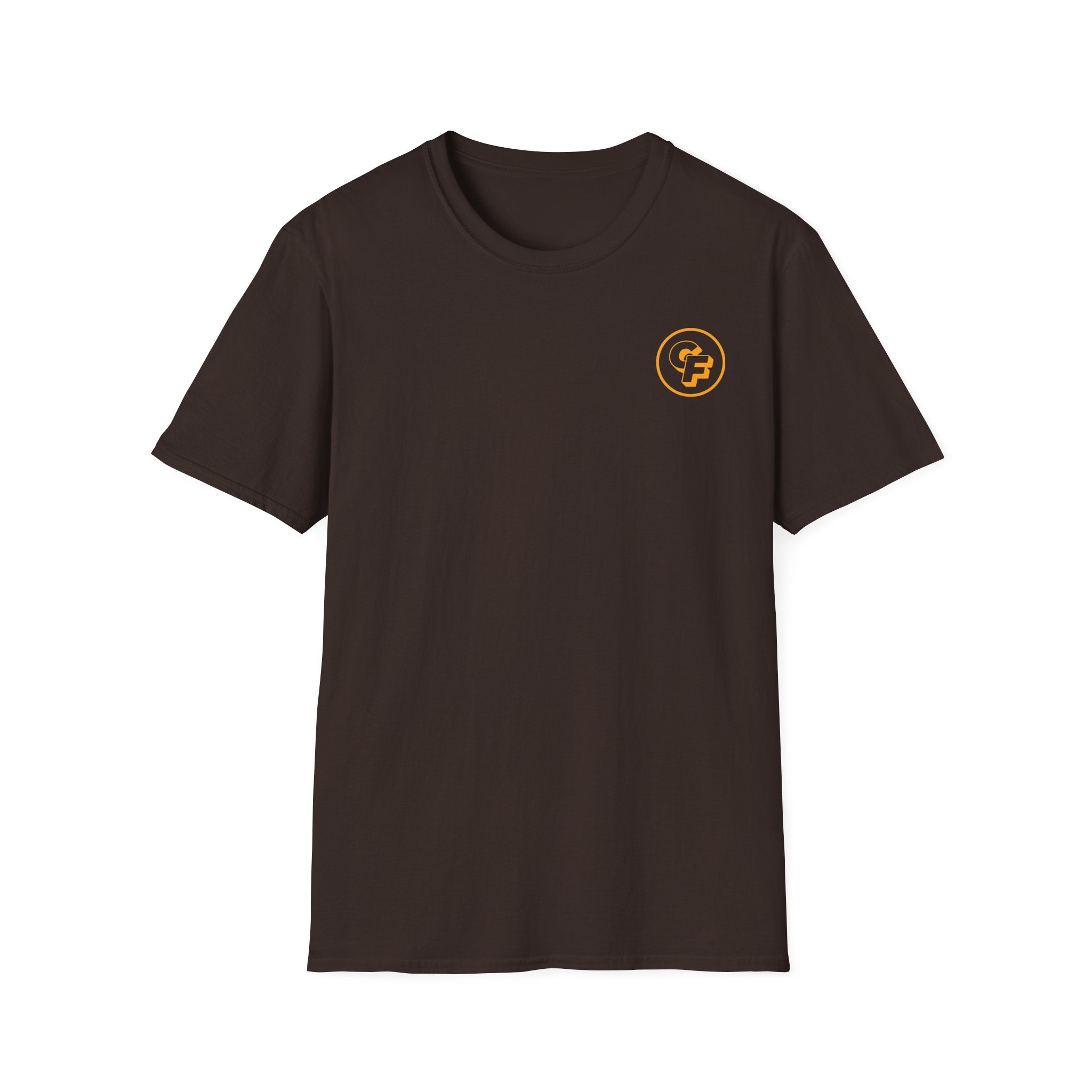 Minimal Orange CF Logo T-Shirt — Subtle Chest & Statement Back Graphic